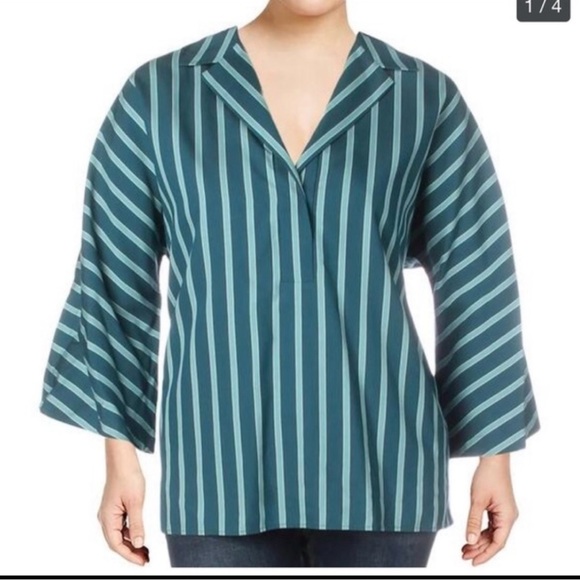 NWT Lafayette 148 New York Maryana Top Size 2X Color Pacific Multi Teal - Picture 1 of 8